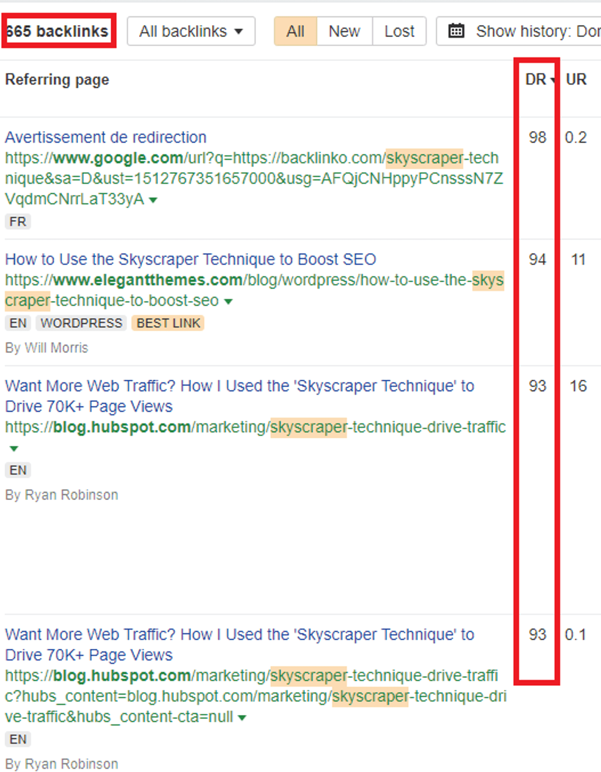 Ahrefsâ Site backlinks